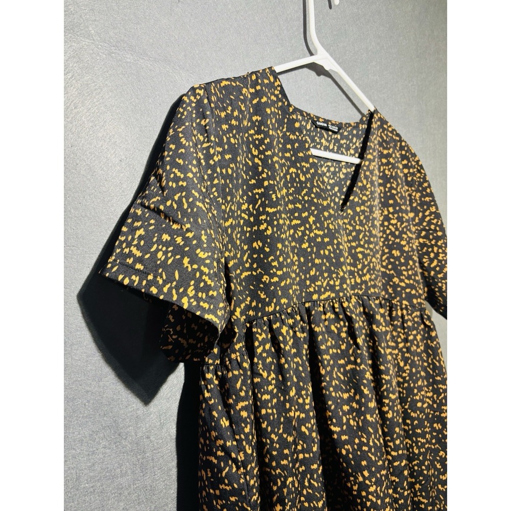 Shein Dress Women's M Black and Tan Leopard Print Patterns V-Neck Short Sleeve - Picture 3 of 16